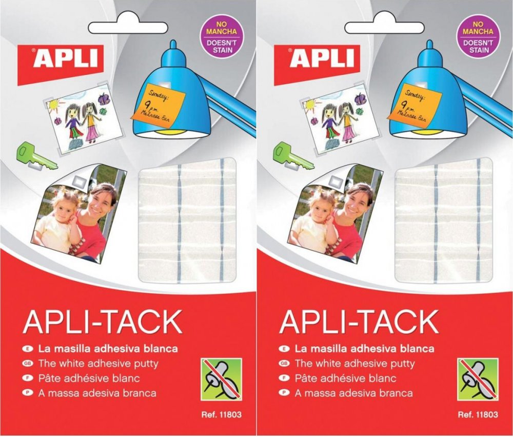 2x Masa mocująca Apli Tack, 75g, biały