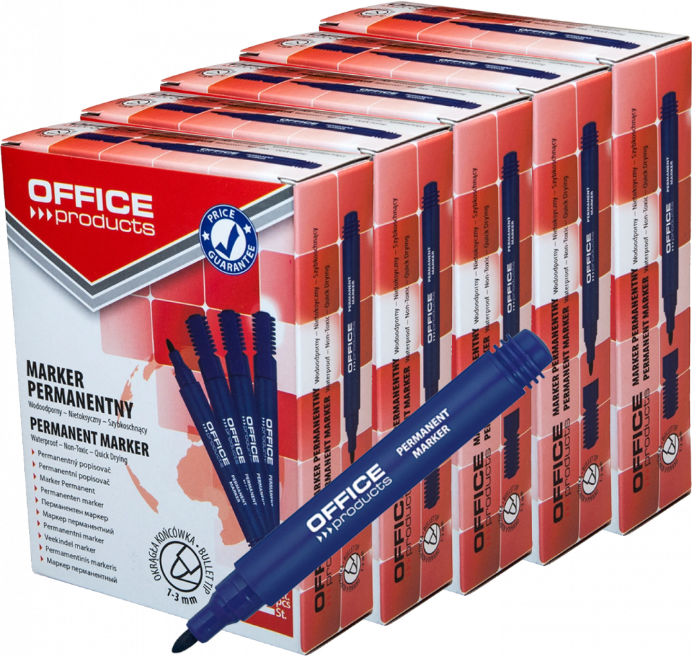 60x Marker permanentny Office Products, okrągła, 1-3mm, niebieski