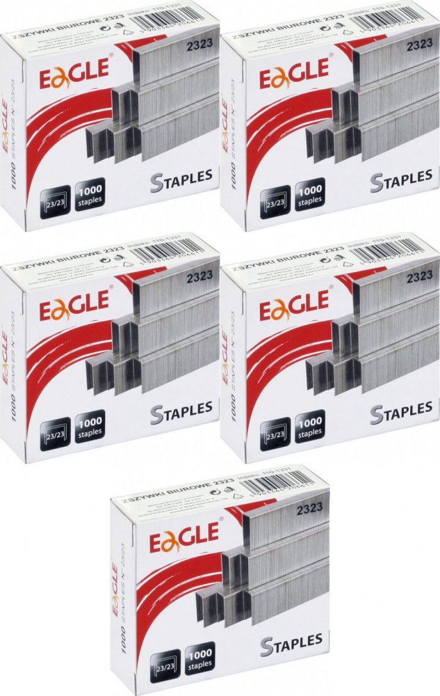 5x Zszywki specjalistyczne Eagle, 23/23, 1000 sztuk, srebrny