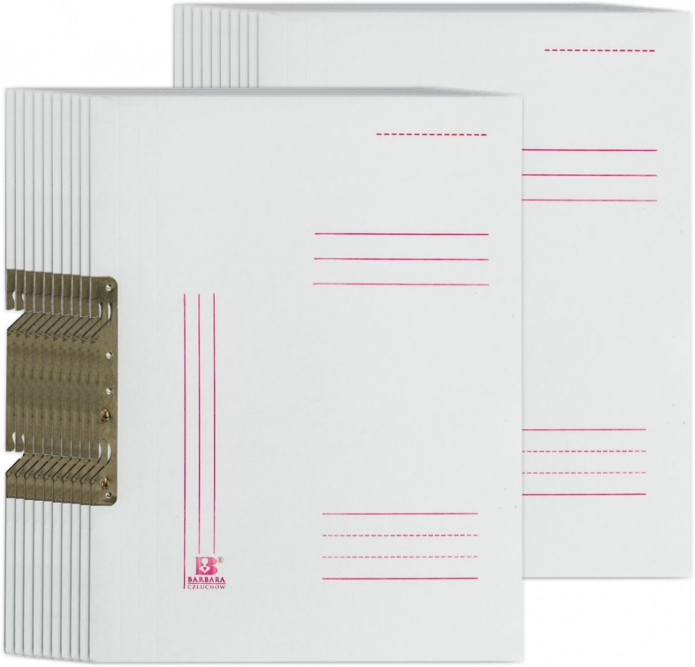 20x Skoroszyt kartonowy zawieszany Barbara, A4, do 150 kartek, 250g/m2, biały