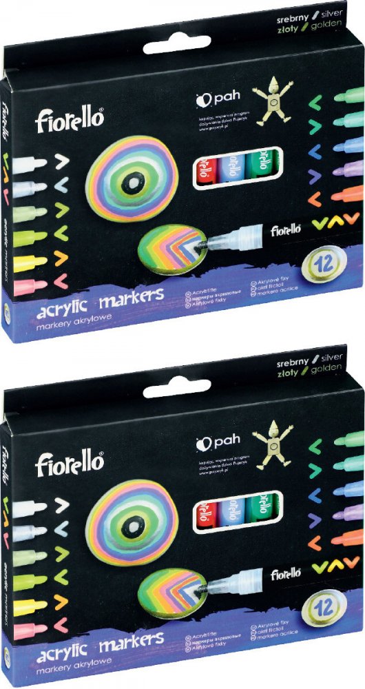 2x Marker akrylowy Fiorello, 2mm, 12 sztuk, mix kolorów