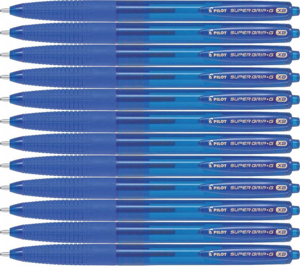 12x Długopis Pilot, Super Grip G, automatyczny, 1.6mm, niebieski