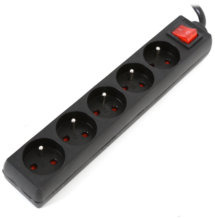 Listwa przeciwprzepięciowa Omega 41107, 5m, 5 gniazd, czarny