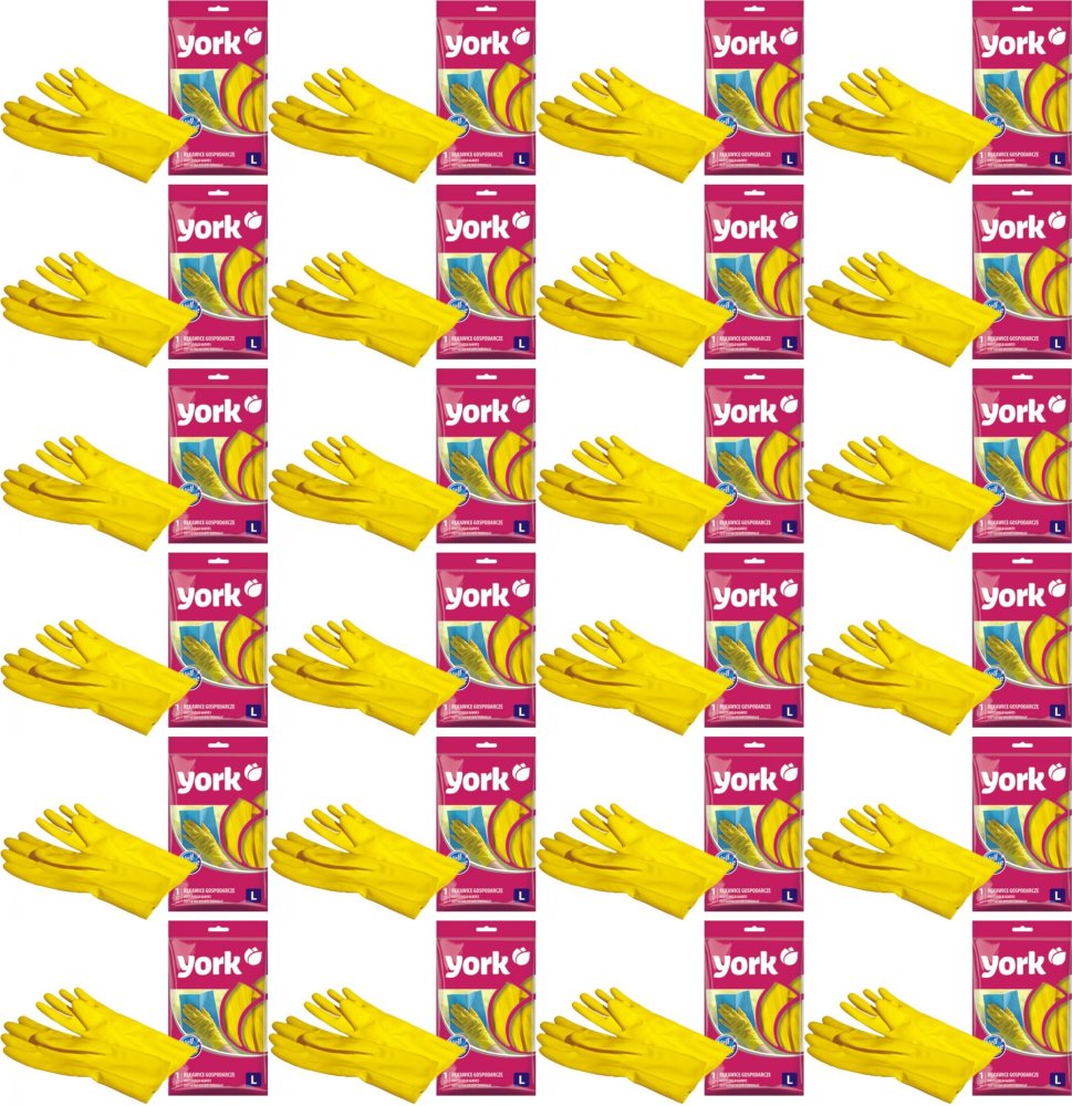24x Rękawiczki lateksowe domowe York, rozmiar L, 1 para, żółty