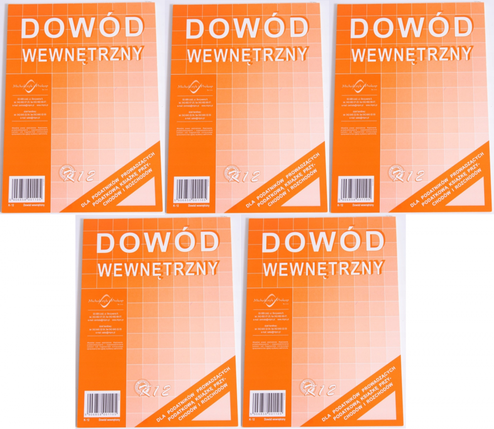 5x Druk akcydensowy Dowód wewnętrzny MiP K12, A5, 40k