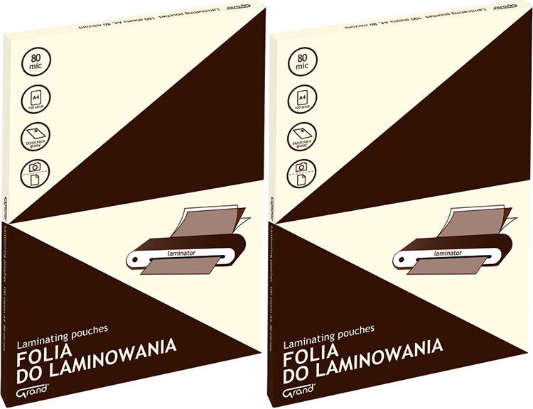 2x Folia do laminowania Grand, 216x303mm, A4, 2x80 μm, 100 arkuszy