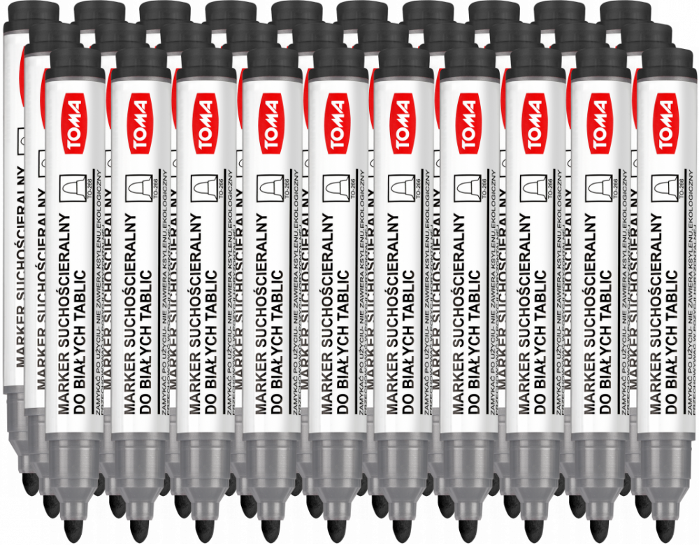 30x Marker suchościeralny Toma TO-266, okrągła, 2mm, czarny