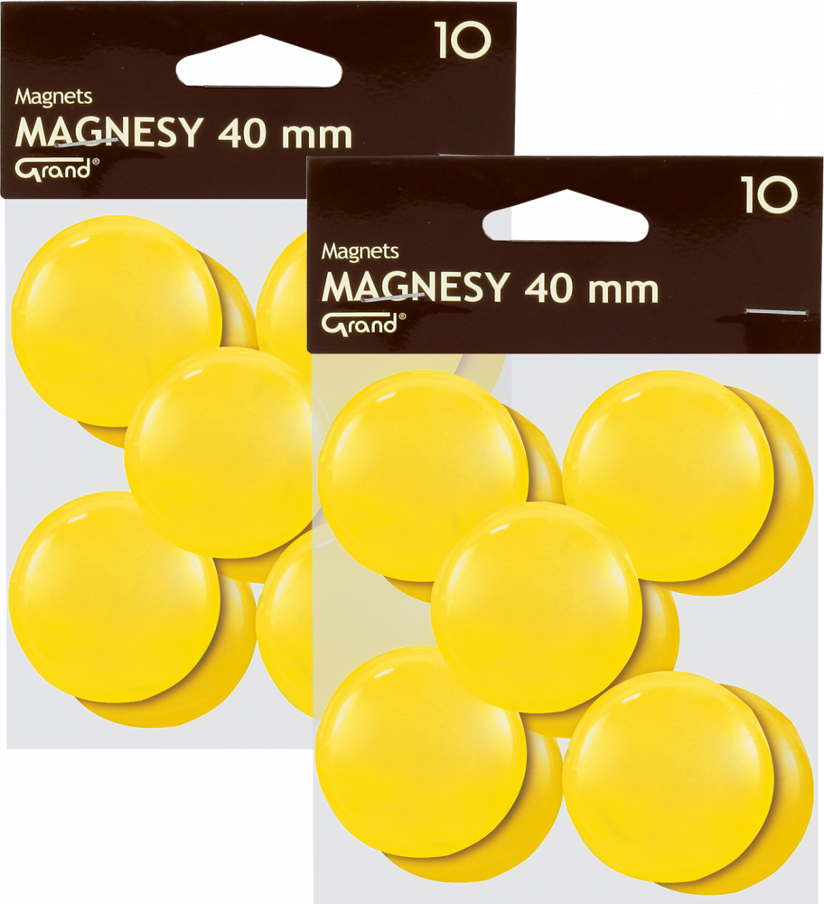 2x Magnes Grand, 40mm, 10 sztuk, żółty