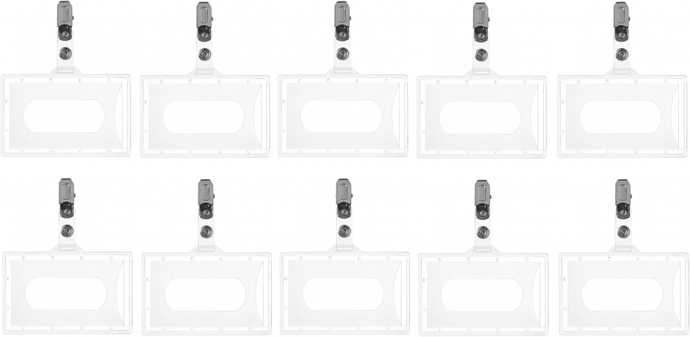 10x holder do identyfikatorów Argo, z klipsem, 92x59mm, przezroczysty