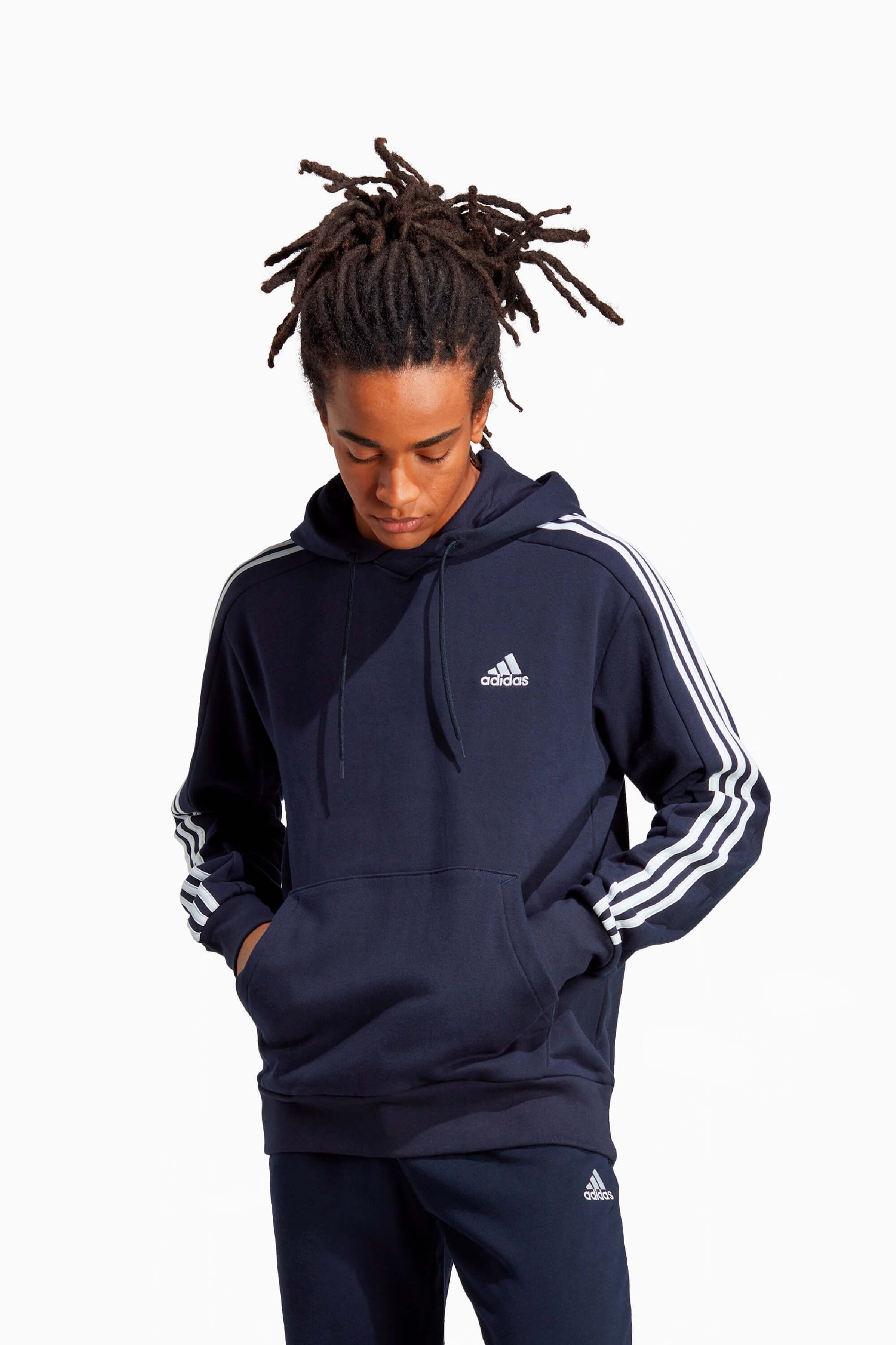 Bluza z kapturem adidas Essentials 3-S - Granatowy