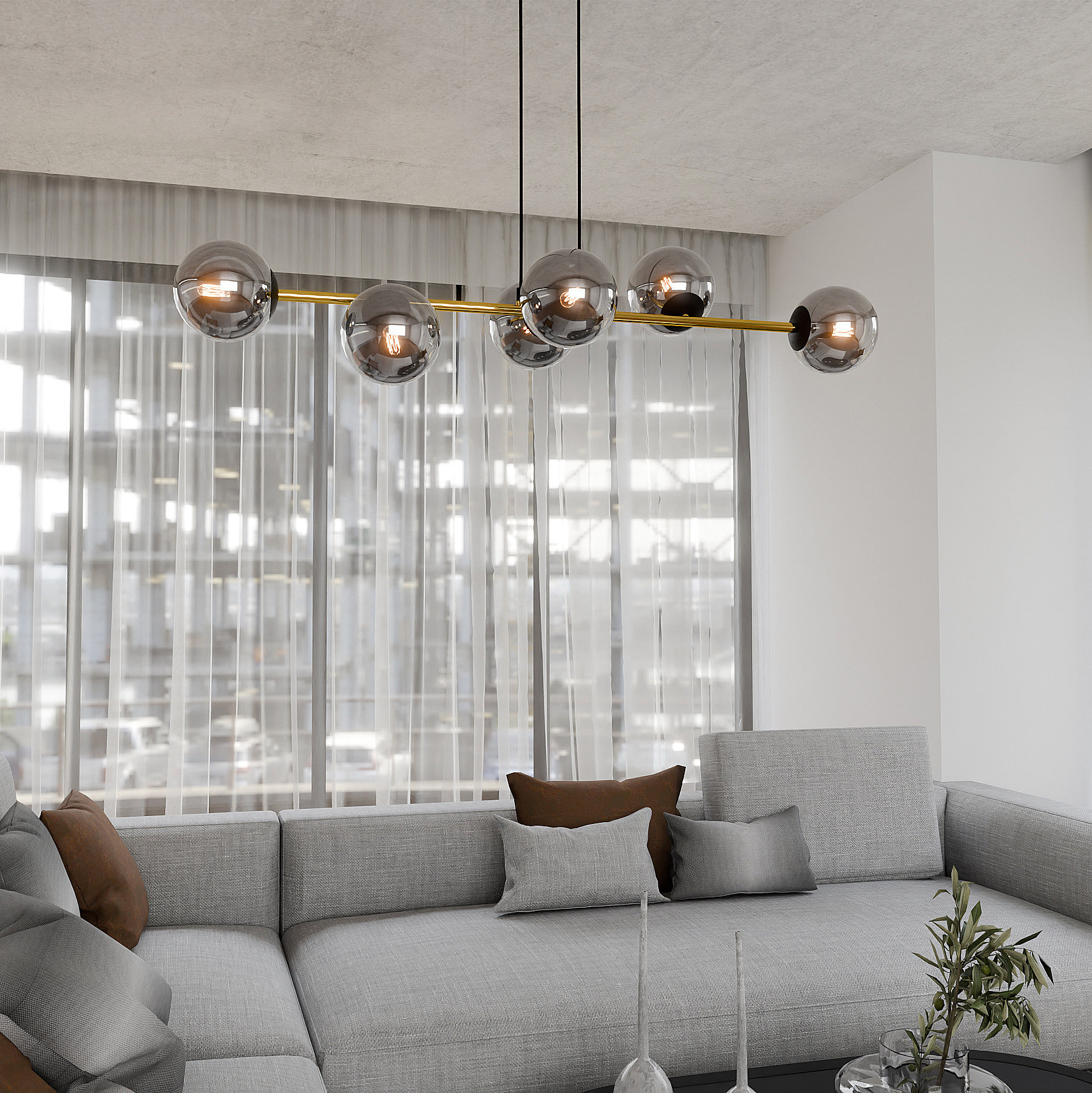 Emibig Gravity lampa wisząca 6x10 W czarna-złota 1237/6