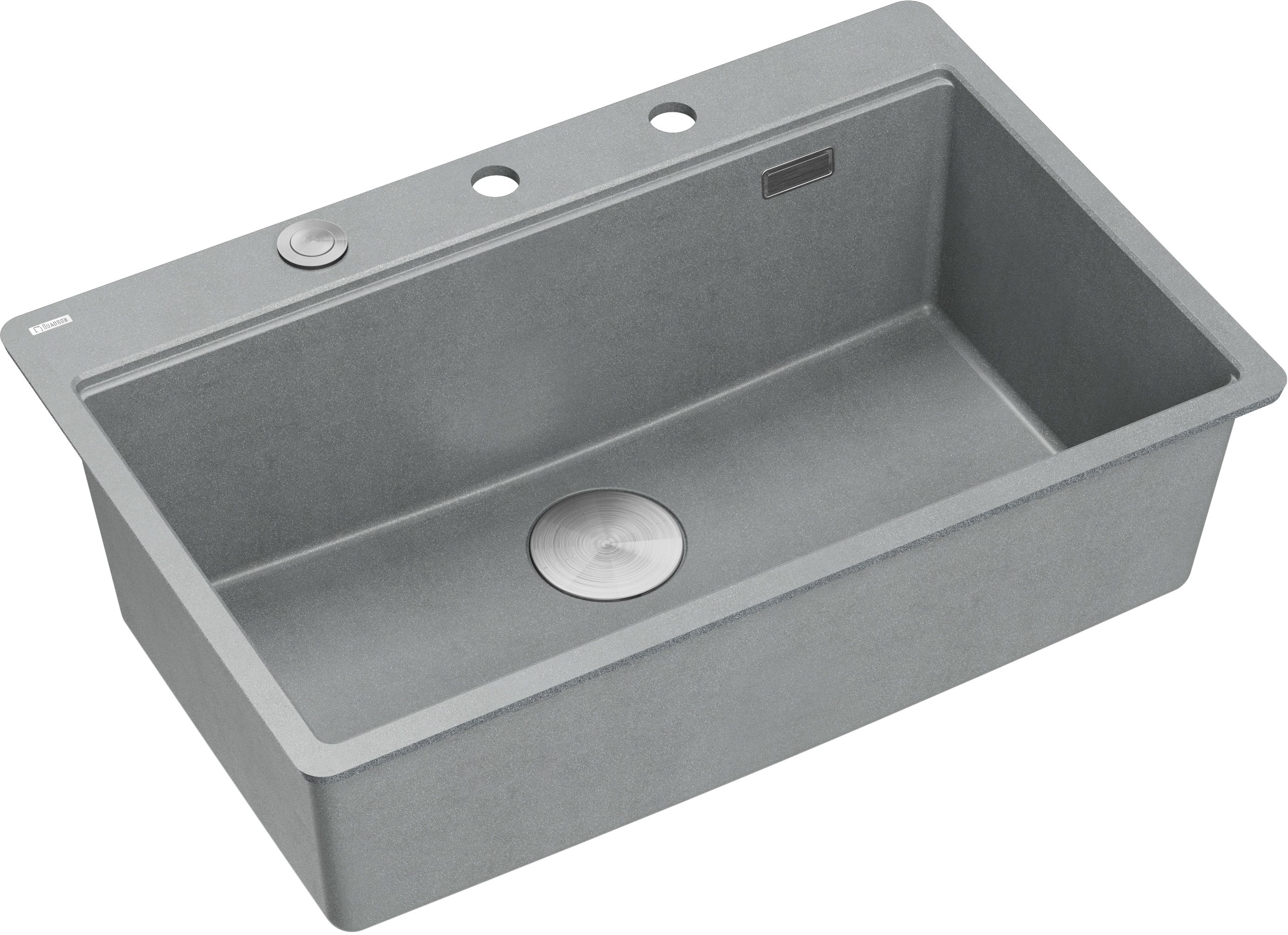 Quadron Marc 110 FM zlewozmywak 75x49 cm GraniteQ silver stone/elementy stalowe HQM7650U5_FM_BS