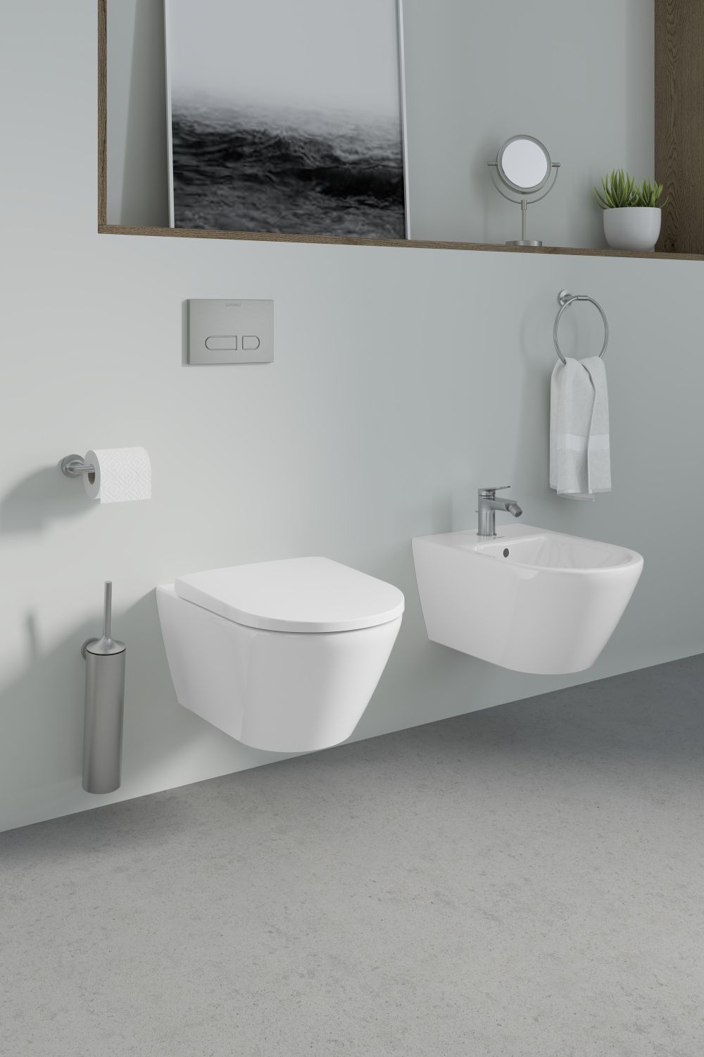 Duravit Wave bateria bidetowa stojąca stal nierdzewna szczotkowana WA2400001070
