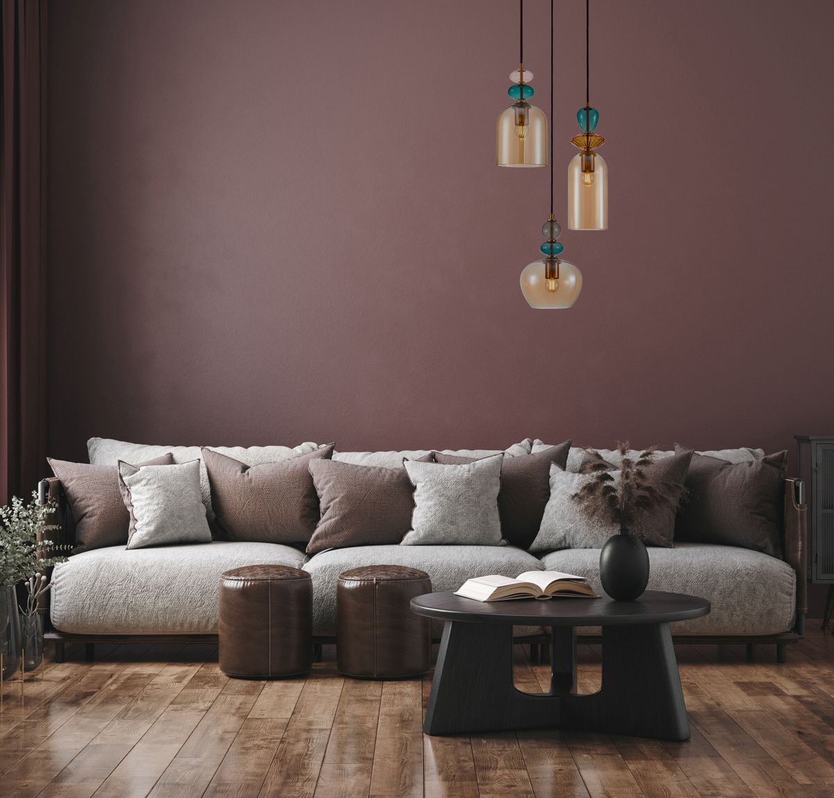 Italux Busco lampa wisząca 3x40 W czarna-złota PND-30263-3A-BRO-AMB