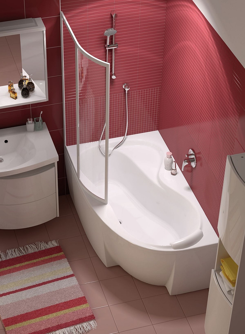 Zestaw Ravak Rosa 95 wanna 150x95 cm lewa ze stelażem i kompletem odpływowo-przelewowym chrom (C551000000, GPX2240140, X01305)