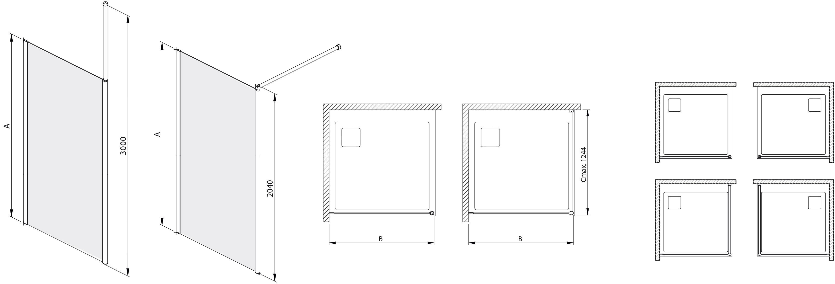 Sanplast Exa Line ścianka prysznicowa walk-in 100 cm biały mat/szkło ze wzorem 600-540-1540-24-151