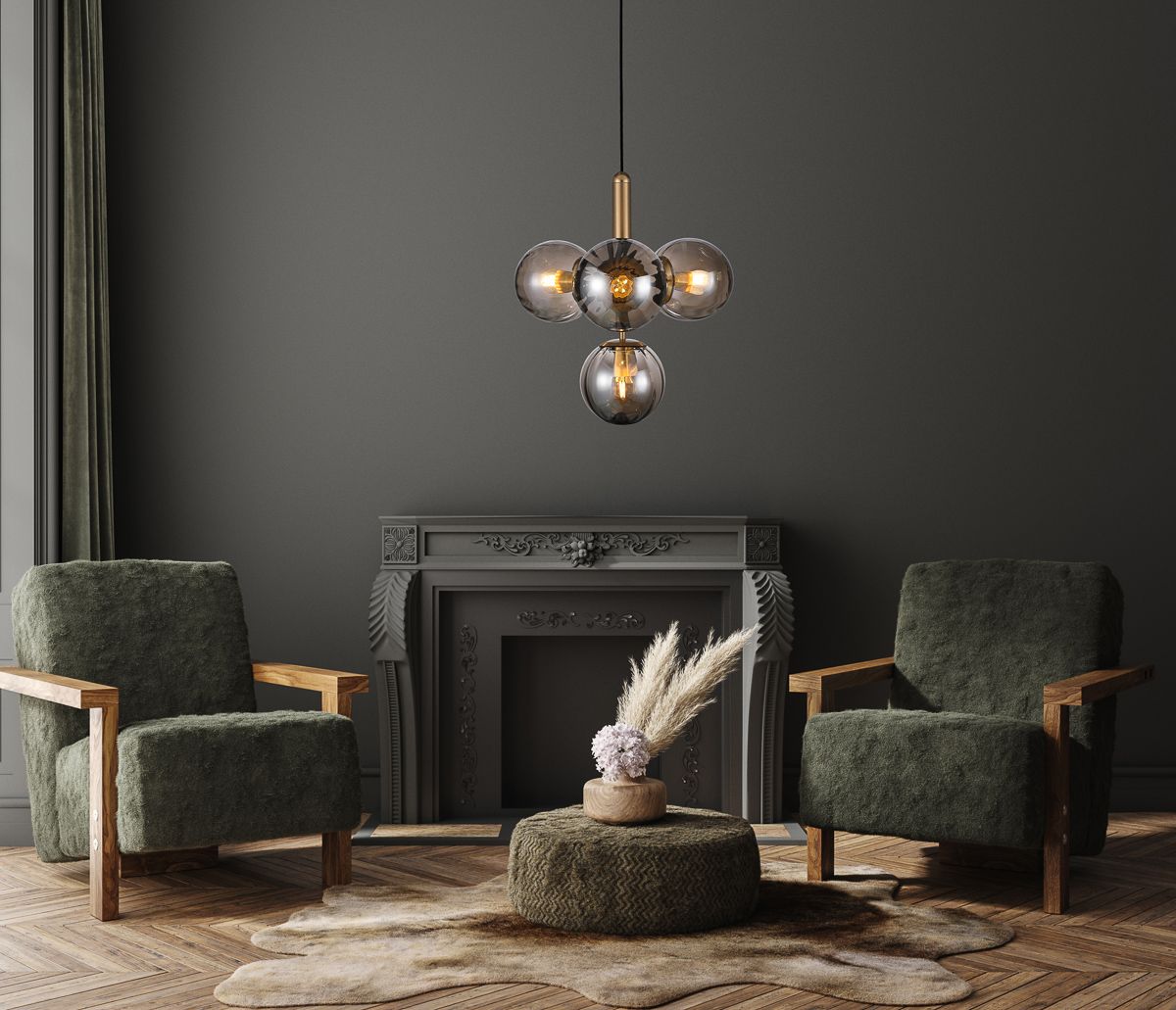 Italux Ravena lampa wisząca 4x5 W przydymiona PND-2324-4B BRO+SG