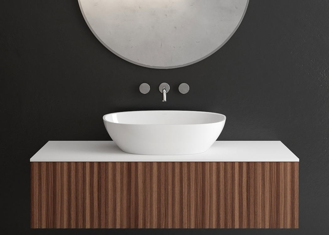 Ksuro 02 szafka 100 cm podumywalkowa wisząca z blatem orzech/biały mat 58003600 - Wysyłka w 24h