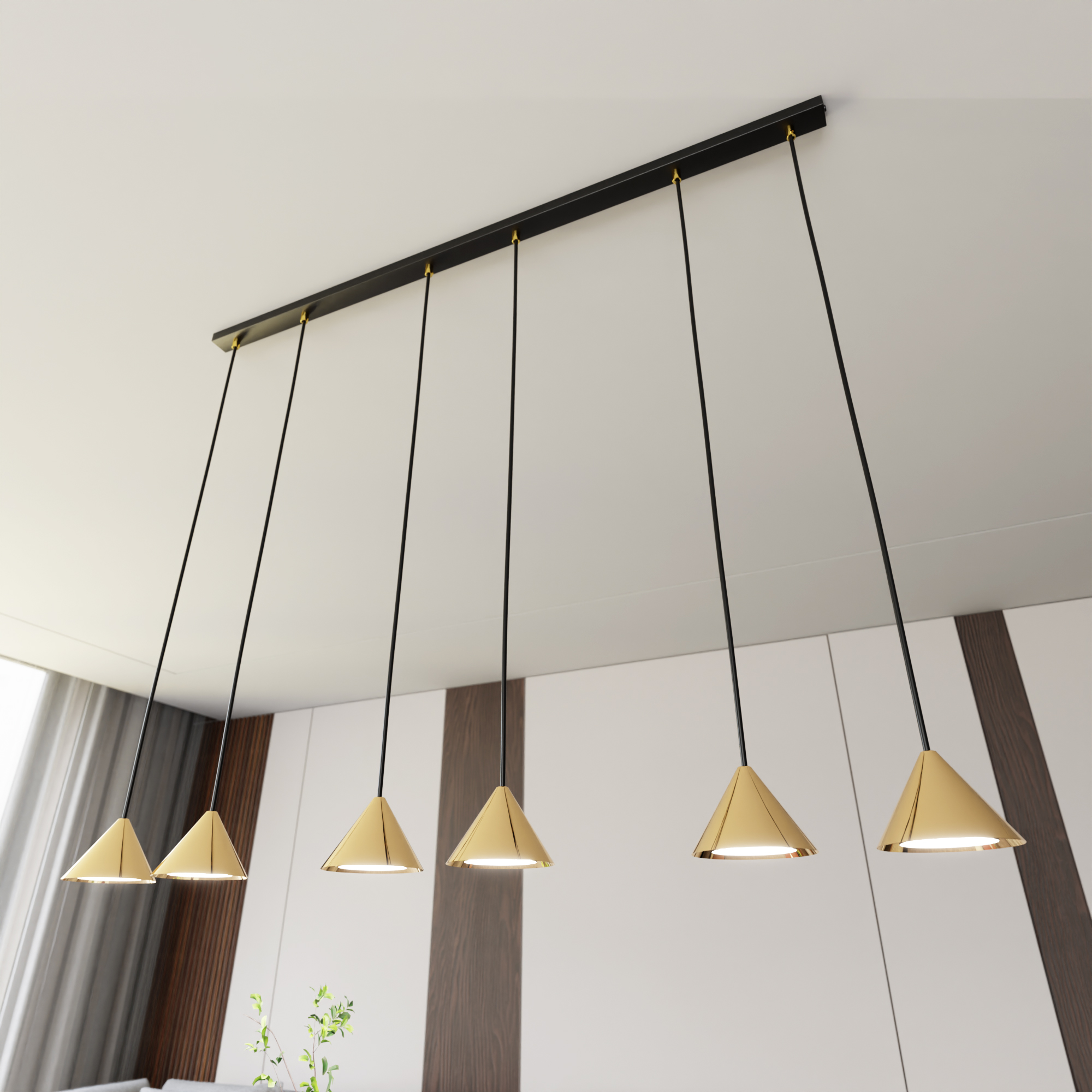 Emibig Elit lampa wisząca 6x12W złoty/czarny 1329/6