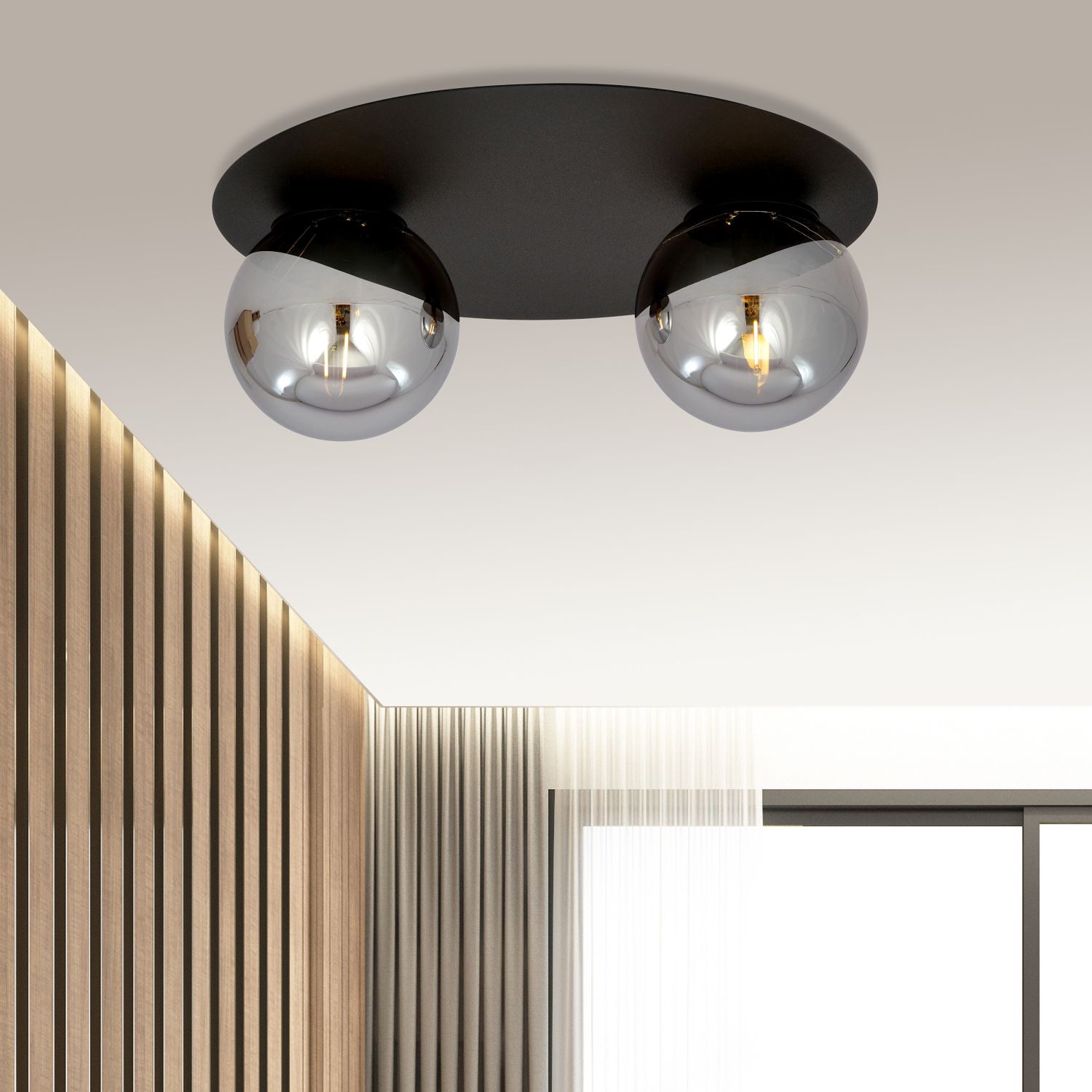 Emibig Solar lampa podsufitowa 2x10 W czarna-grafitowa 1128/2