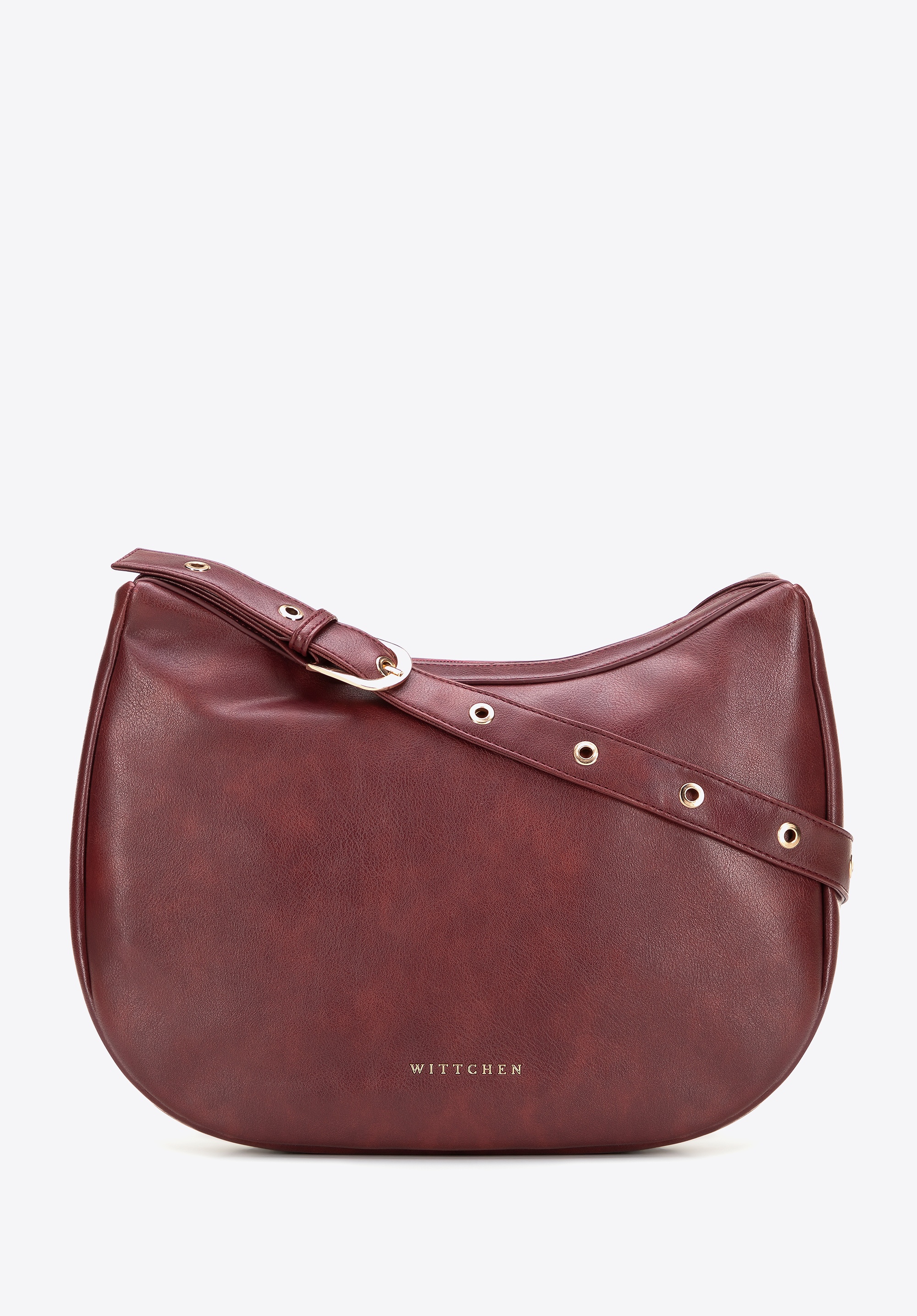 Półokrągła torebka na ramię z imitacji skóry bordowa