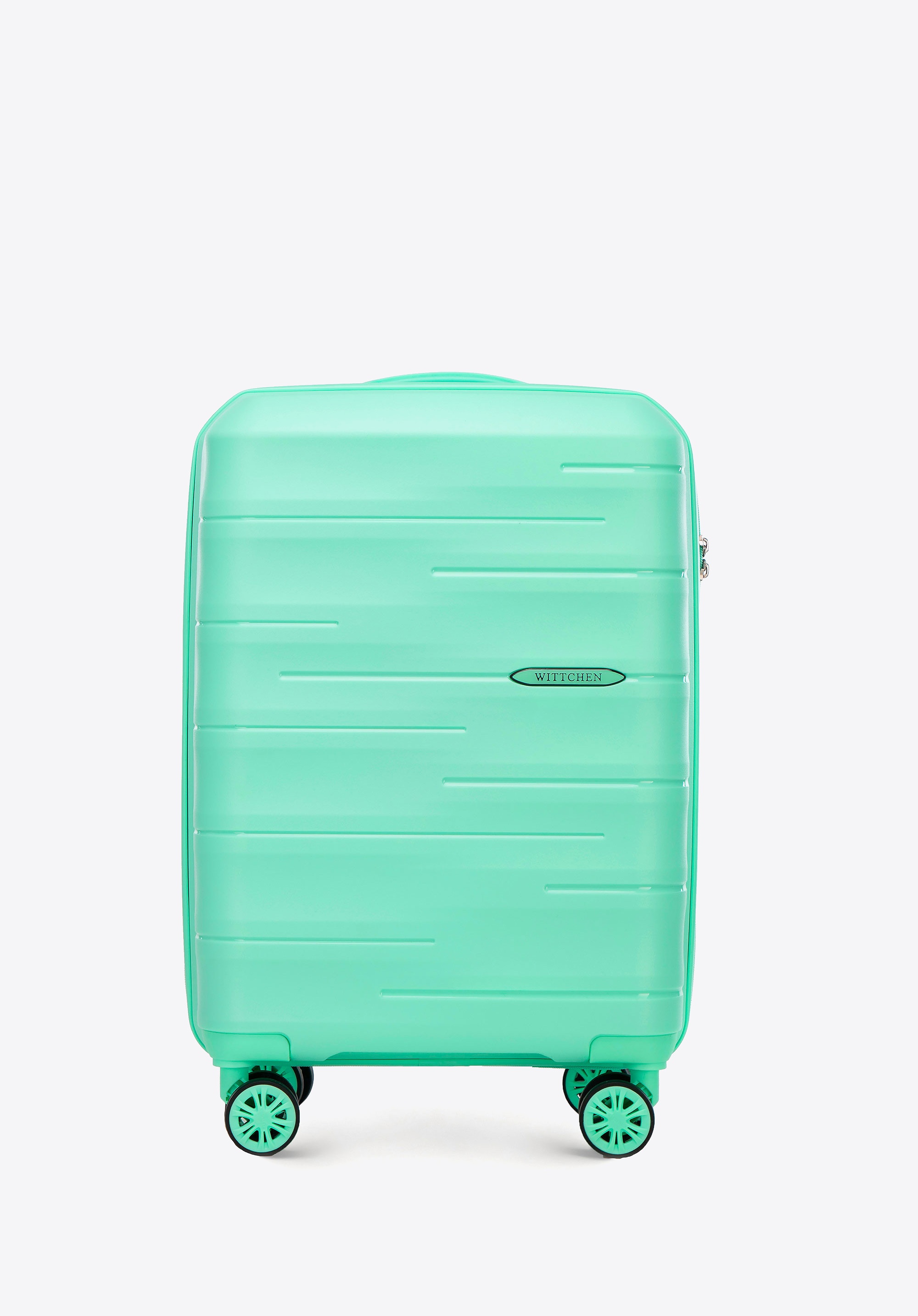 Walizka kabinowa z polipropylenu w tłoczone paski zielona