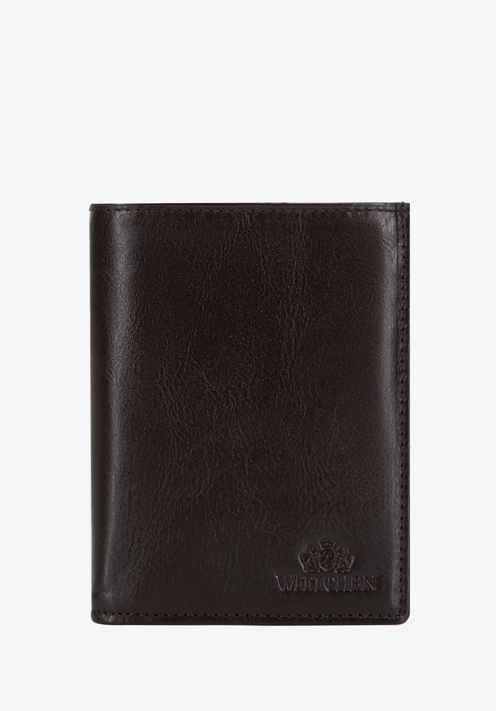 Męski portfel skórzany pionowy ciemny brąz