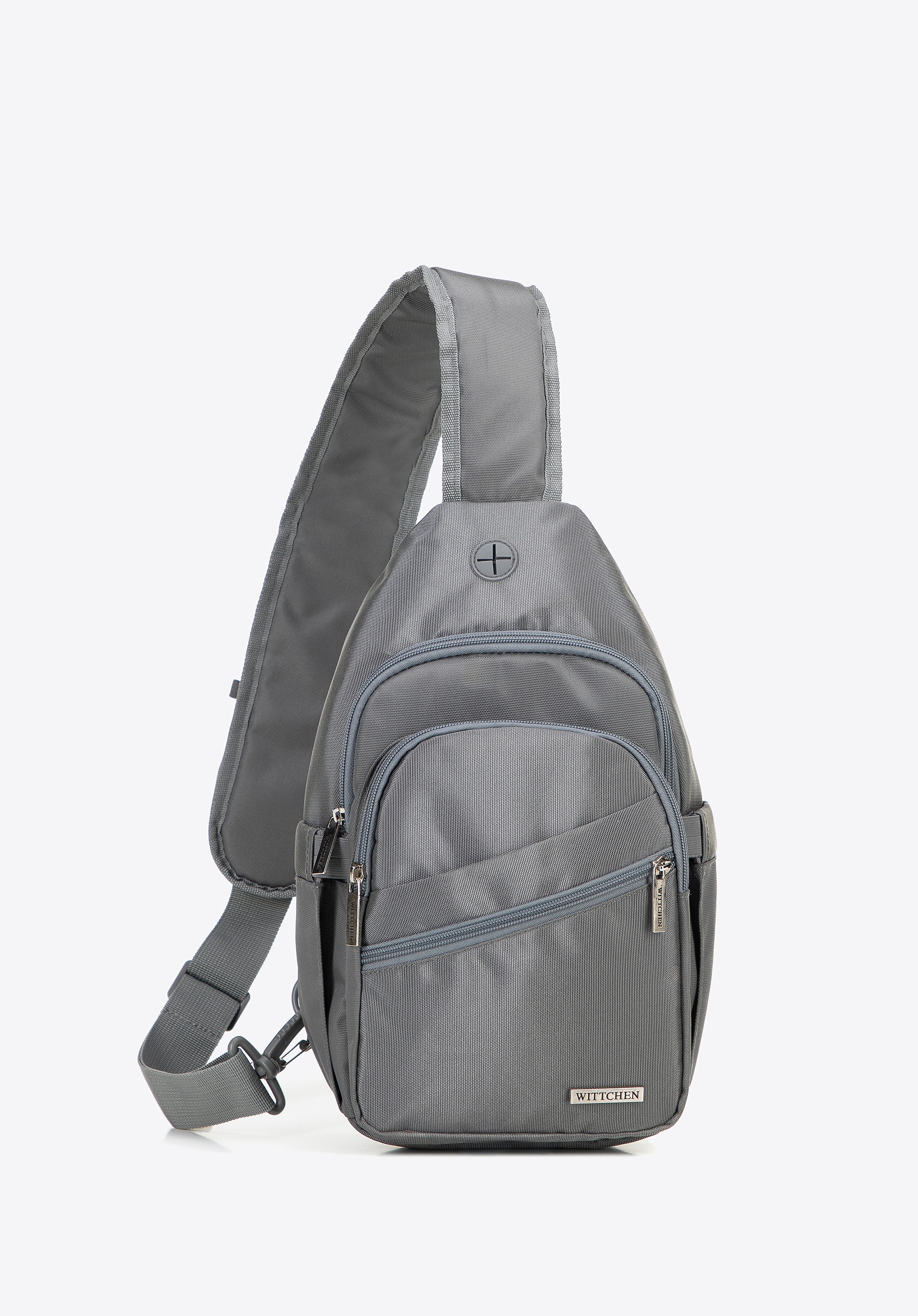 Plecak na jedno ramię z poliestru szary