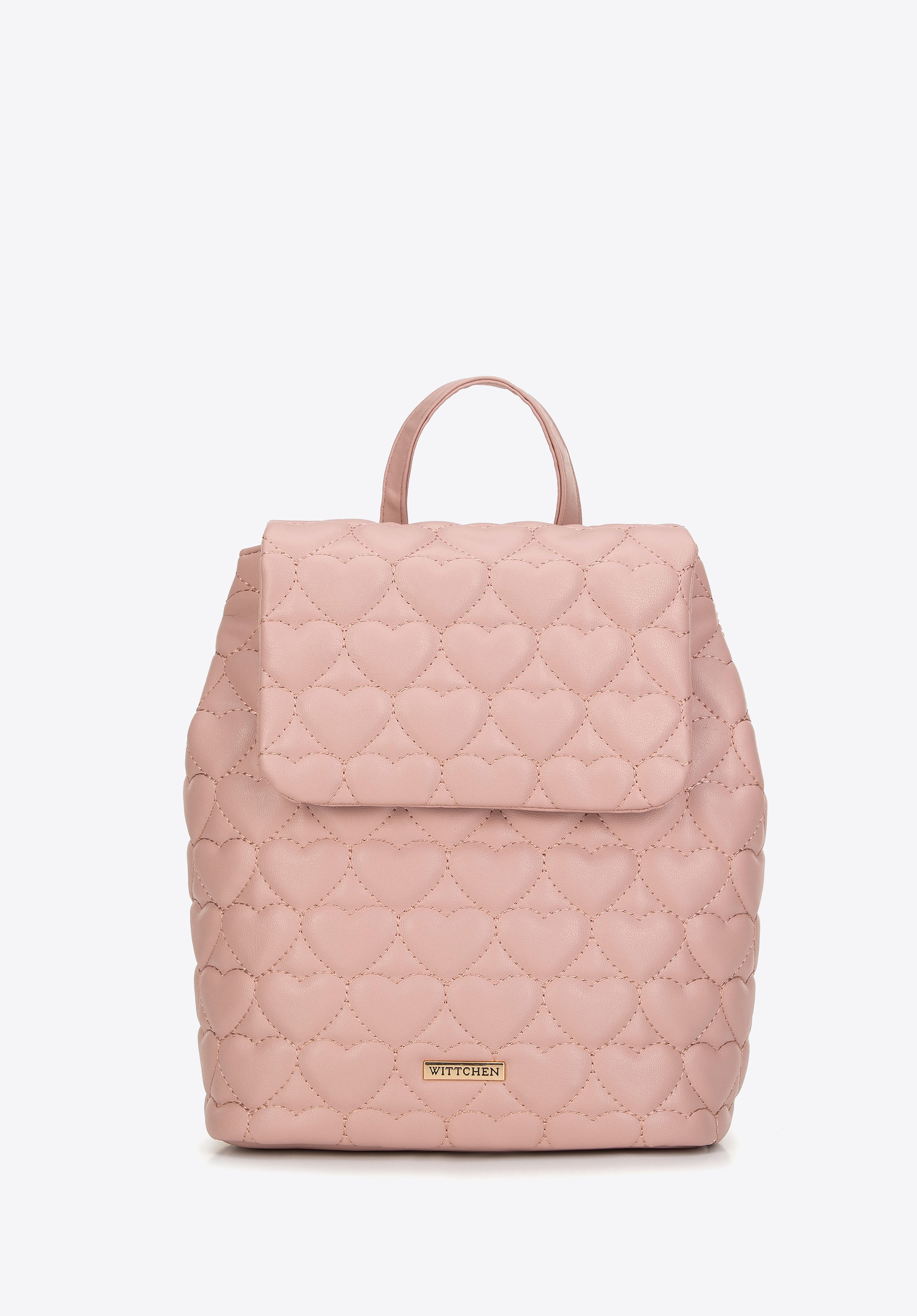 Plecak z ekoskóry pikowany w serca różowy