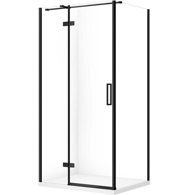 CERSANIT Zestaw kabina prostokątna JOTA lewa 100x80 czarna, brodzik T