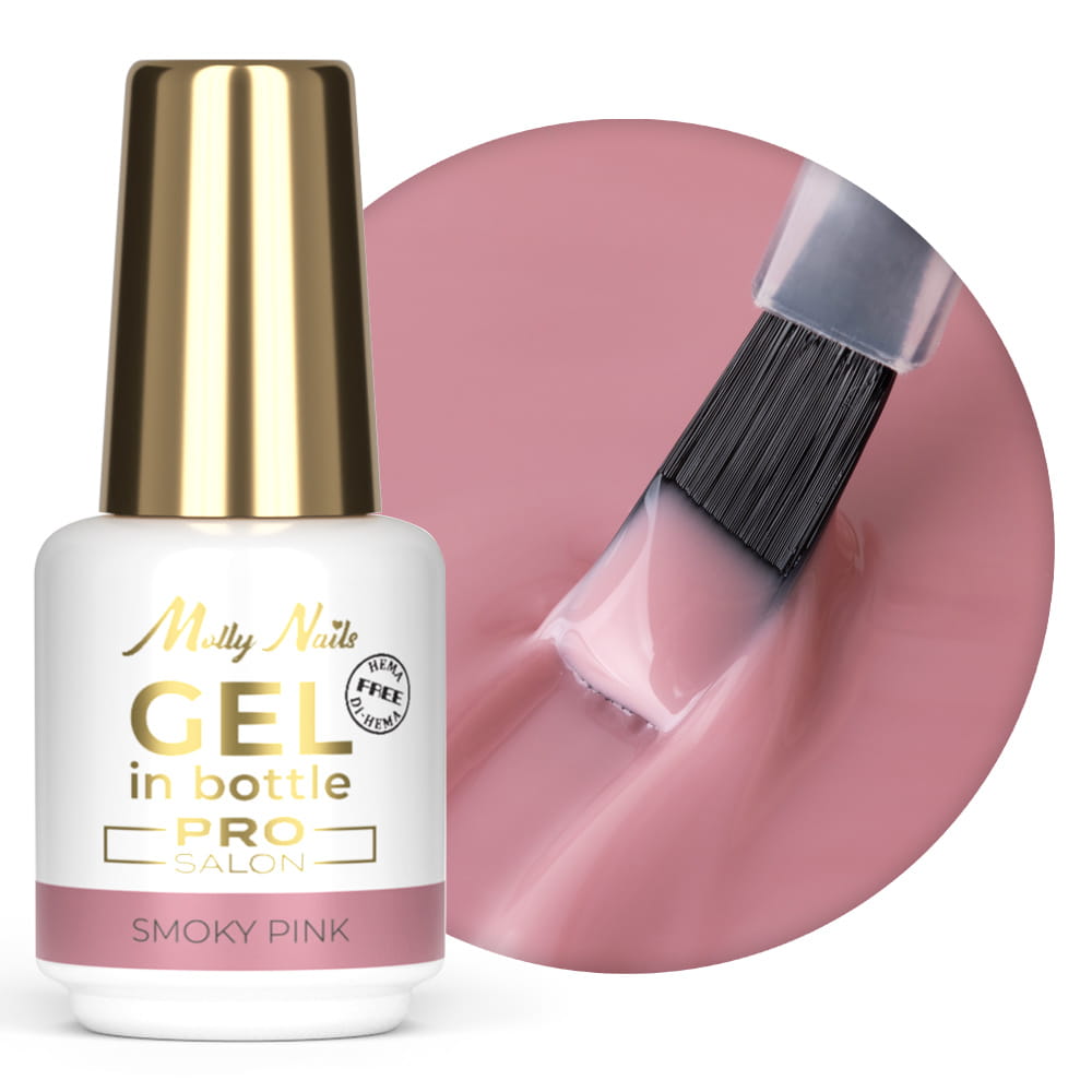 Żel budujący w butelce z pędzelkiem Gel in Bottle Molly Nails Pro Salon Smoky Pink HEMA/Di-HEMA Free 15g