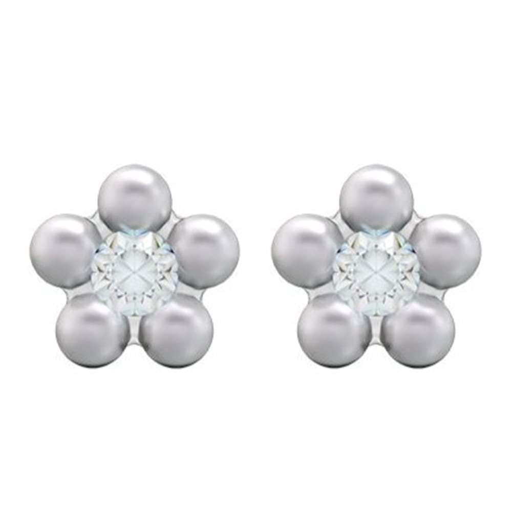 Kolczyki Studex System 75 stokrotka z brylantem stainless daisy white pearl 7512-6301 2 szt