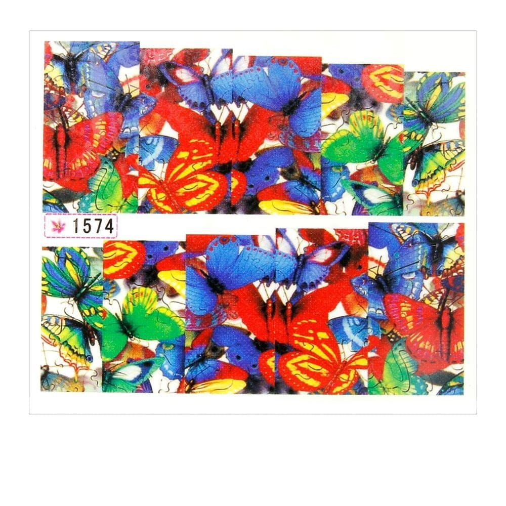 Naklejki wodne do paznokci arkusz 6,5 x 5,5 cm na 10 palców Nr 1574