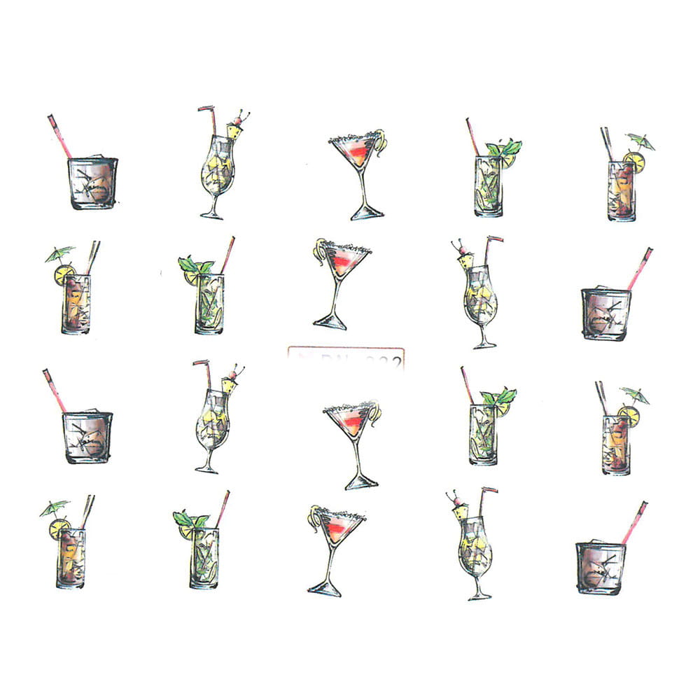 Naklejki wodne do paznokci koktajl BN-822