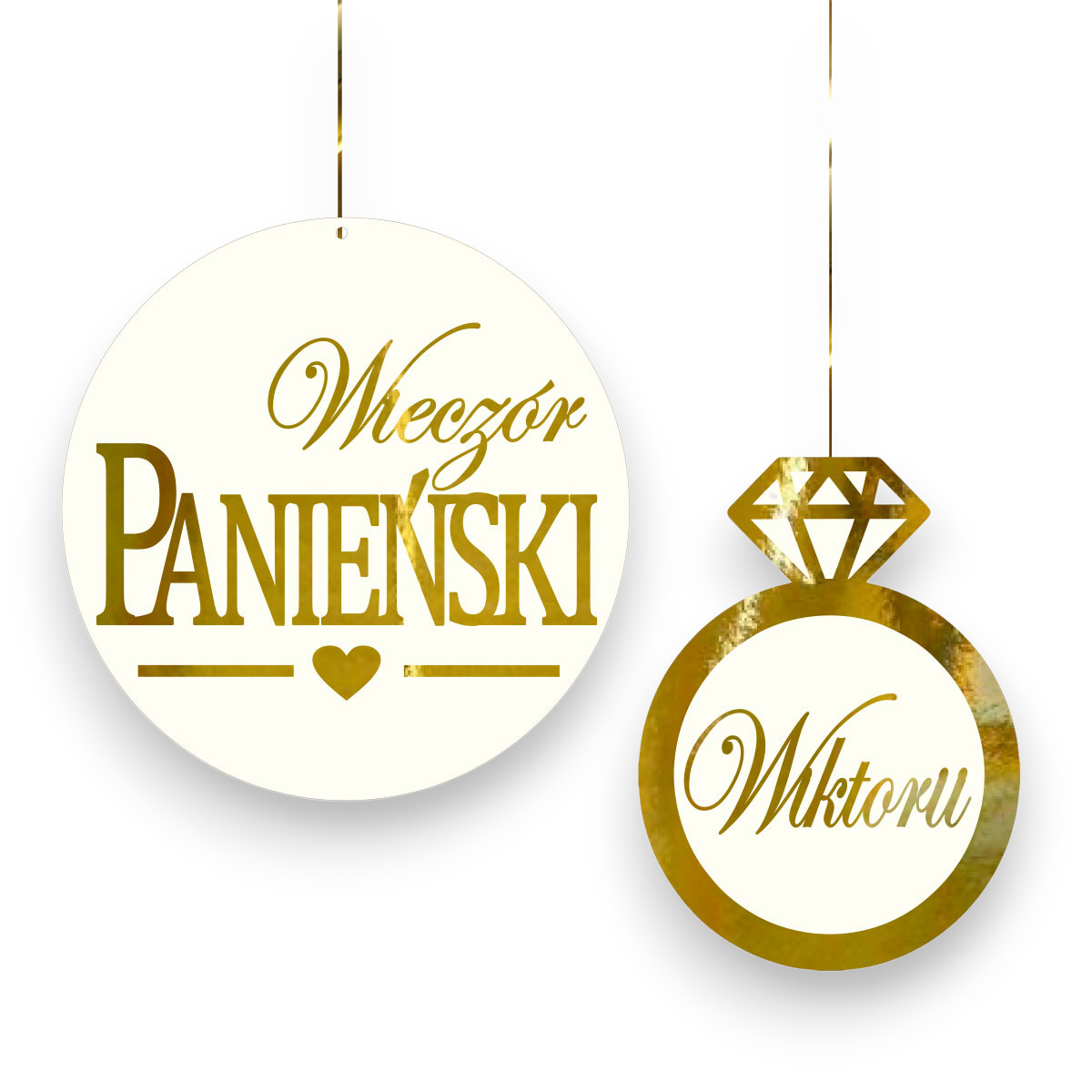 Baner na Wieczór Panieński Tablica Ścianka różowe złote lustro zestaw