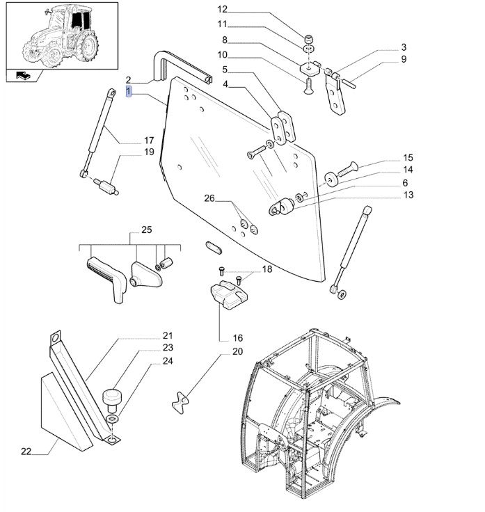Szyba tylna New Holland T3000 87290878 CNH