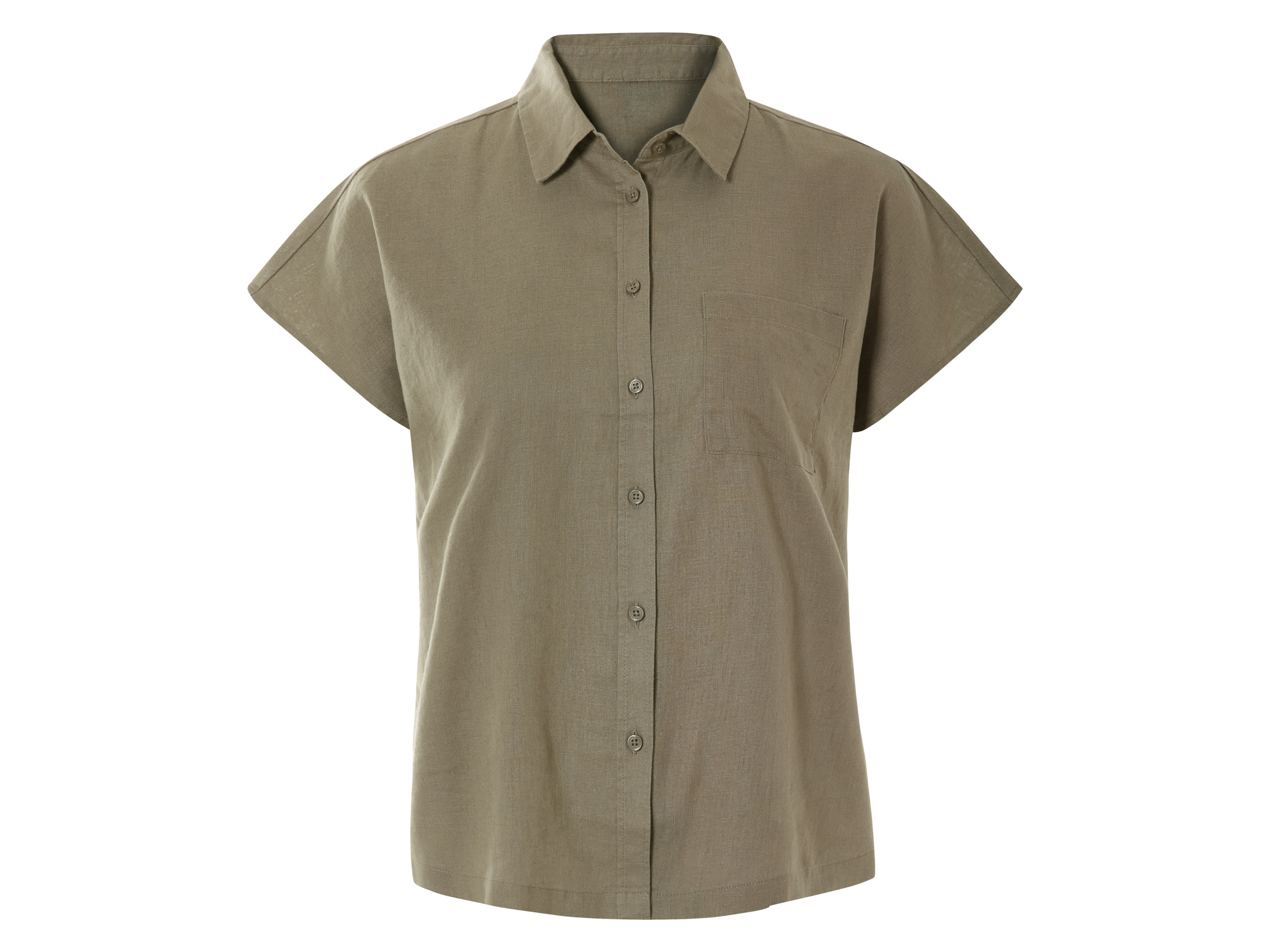 esmara Koszula damska z lnem i bawełną Oliwkowy, 42