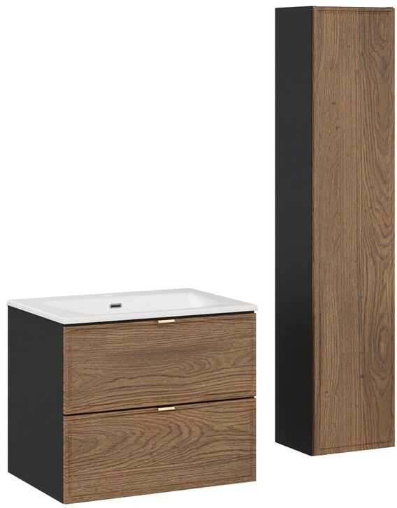 Darmowa Dostawa - Szafka 90x46x140 cm podumywalkowa wisząca czarna-dąb Comad Talia Casella SETTC60CMUMSKYHC