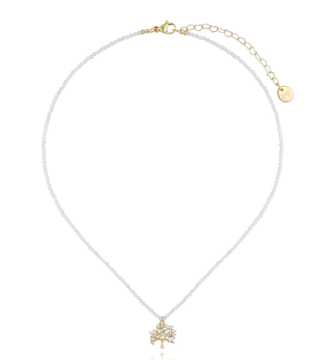 Naszyjnik z białymi cyrkoniami i drzewkiem - By Dziubeka