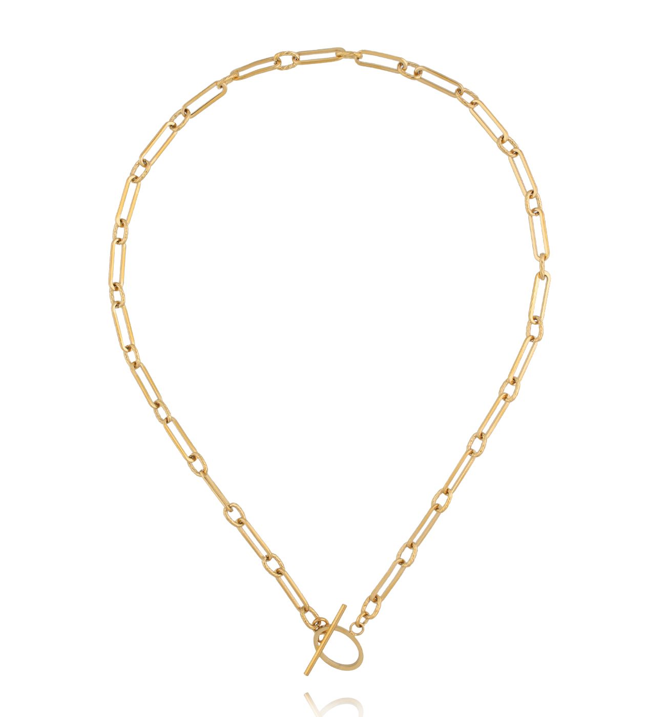 Naszyjnik – złoty łańcuch z zapięciem typu toggle NEA0043 - By Dziubeka