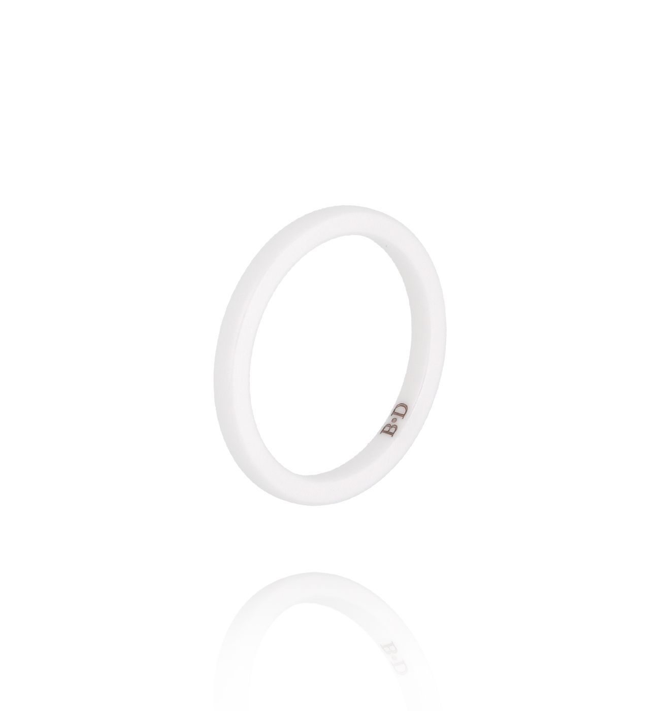 Obrączka z ceramiki biała cienka PFE0070 - By Dziubeka