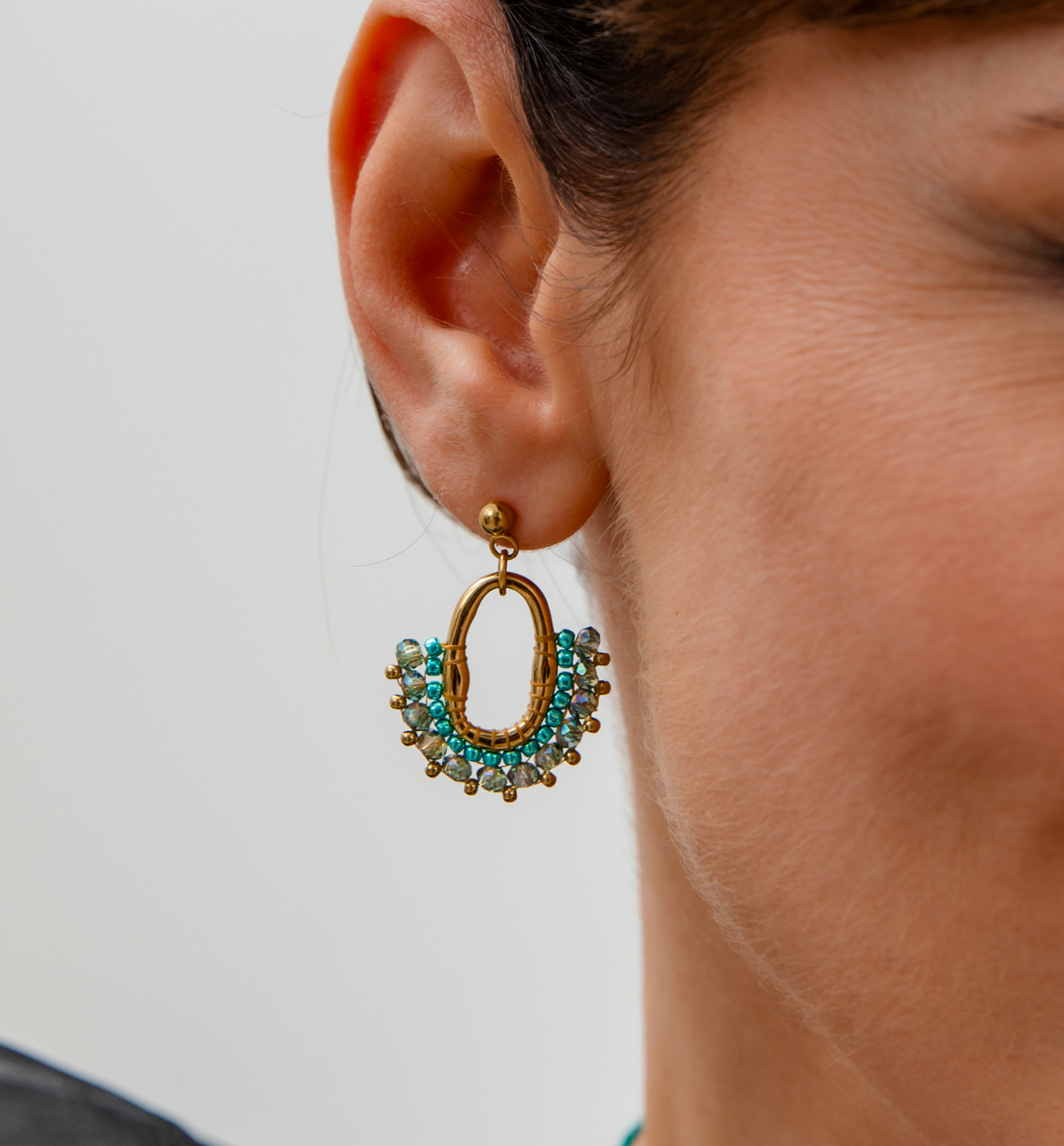 Kolczyki z kryształkami turkusowe KSC0153