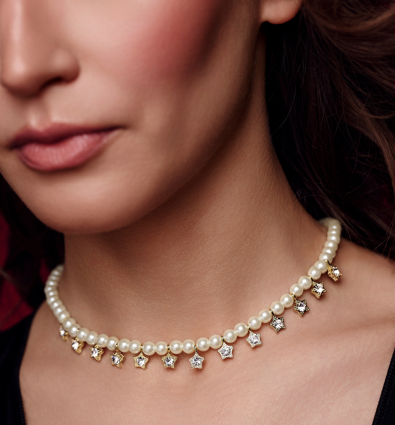 Naszyjnik z perłami i gwiazdkami Stelle Dorate NPE0178