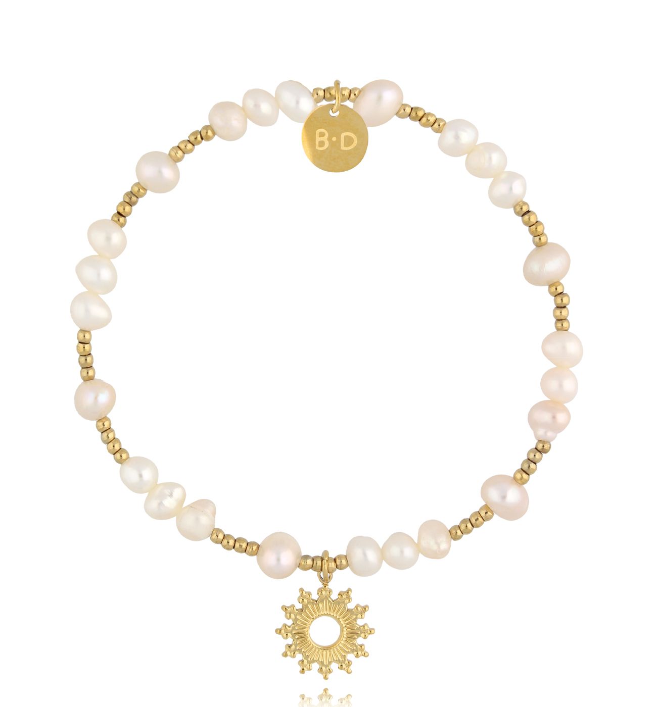 Bransoletka z perłami i złotą zawieszką White Night Elegance BPE0110