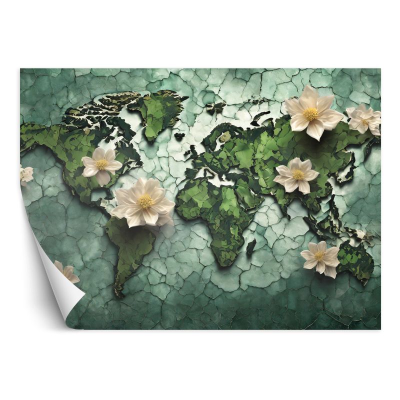 Fototapeta Feeby Kwiaty Mapa Świata Zielony 350x245 1 szt