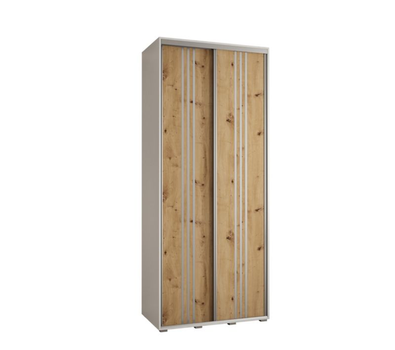 Szafa przesuwna Abiks DAVOS 6 wysoka szer.100cm gł.60cm biały/artisan/srebrny 1szt.