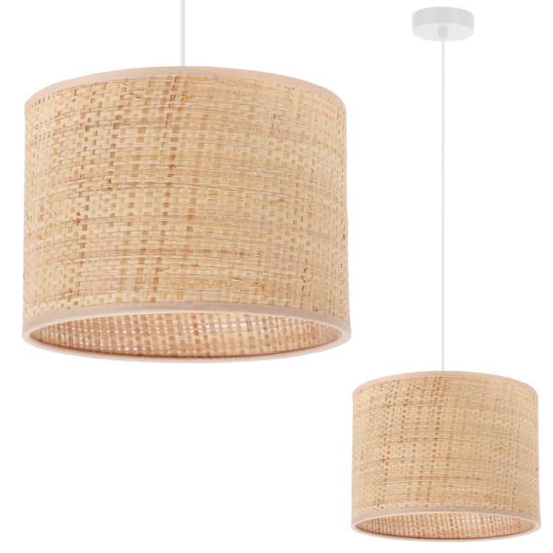 Lampa sufitowa wisząca Light Home LH Rattan 1x E27 60W klosz 20 cm rattan/biały 1szt.