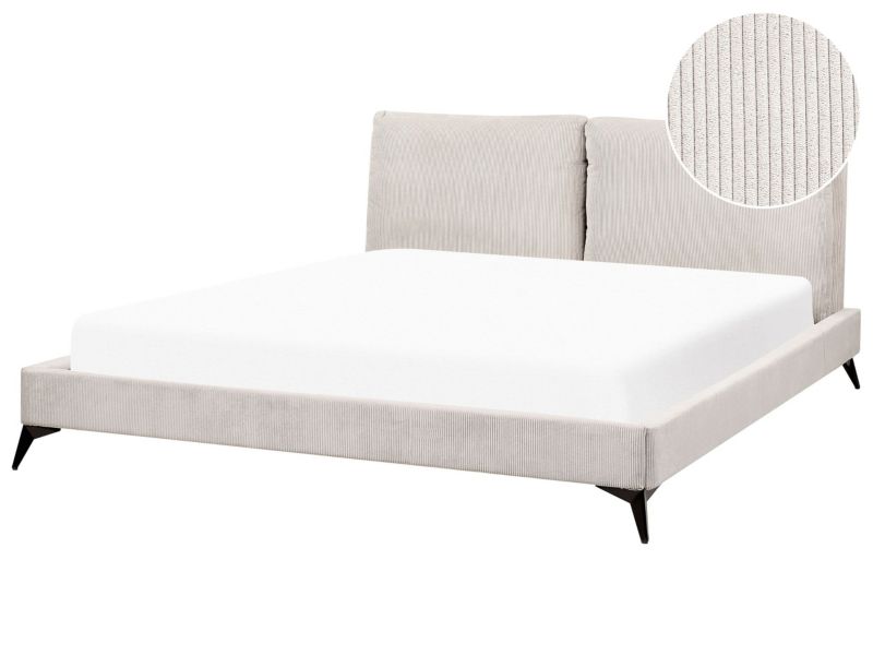 Łóżko sztruksowe 180 x 200 cm jasnobeżowe Melle 1 szt.