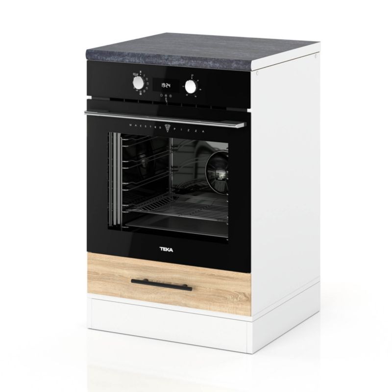 Szafka Kuchenna Hurtownia-Mebli Stojąca Do zabudowy piekarnika D60P sPremium 60cm Biały Mat Dąb Sonoma 60x52x85 cm 1szt.