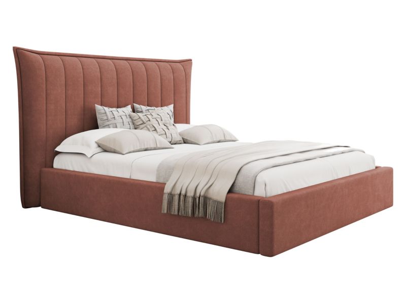 Łóżko tapicerowane MIRJAN 24 z pojemnikiem na pościel Lilkus 140x200 łososiowy 1 szt.